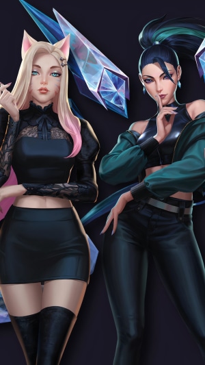 KDA members Ahri and Kai'Sa from League of Legends
