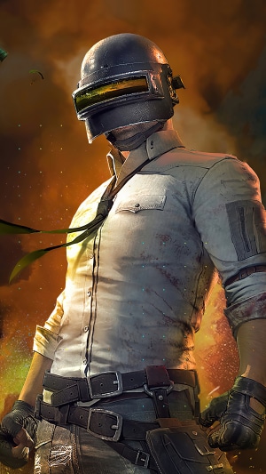 PlayerUnknown's Battlegrounds character in helmet