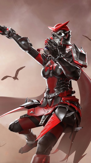 Woman in red and black armor from PUBG Mobile