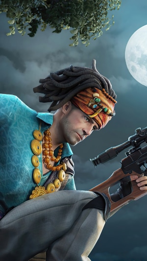Man with dreadlocks and sniper rifle in PUBG Mobile