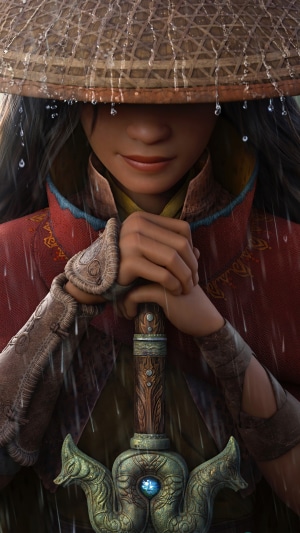 Raya from Raya and the Last Dragon holding a sword