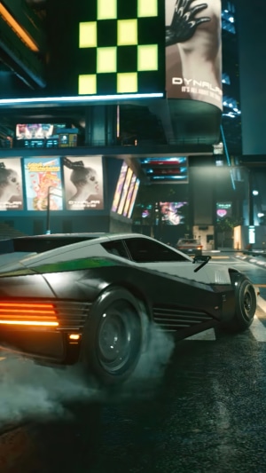 Cyberpunk 2077 Sports Car Drifting