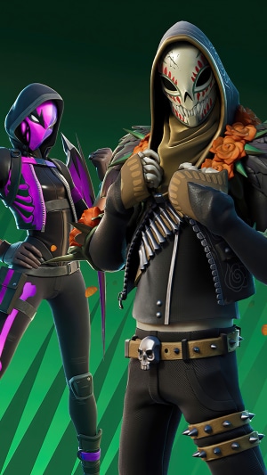 Fortnite characters with skull masks and skeleton outfits