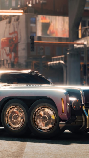 Cyberpunk 2077 car with multiple wheels