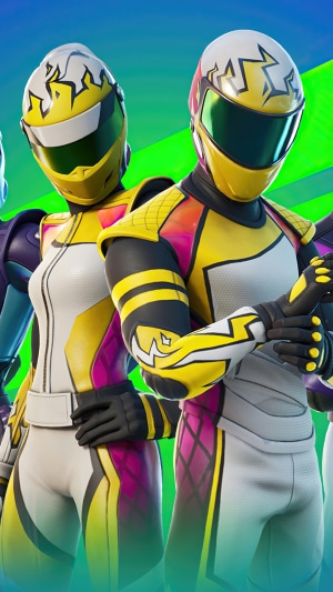 Fortnite characters in racing suits