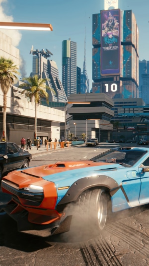 Cyberpunk 2077 Sports Car Drifting in City