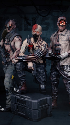 Three cyborgs from Cyberpunk 2077