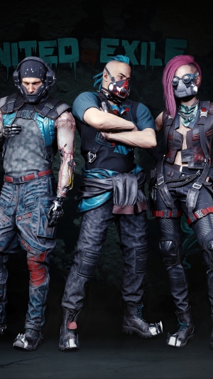 Three characters from Cyberpunk 2077