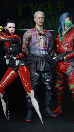 Three characters from Cyberpunk 2077