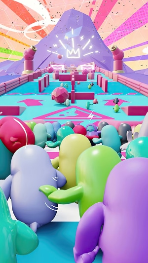 Fall Guys: Ultimate Knockout obstacle course with bean characters