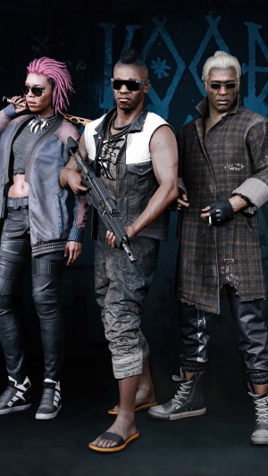 Three characters from Cyberpunk 2077