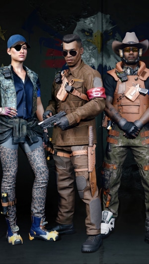 Three characters from Cyberpunk 2077