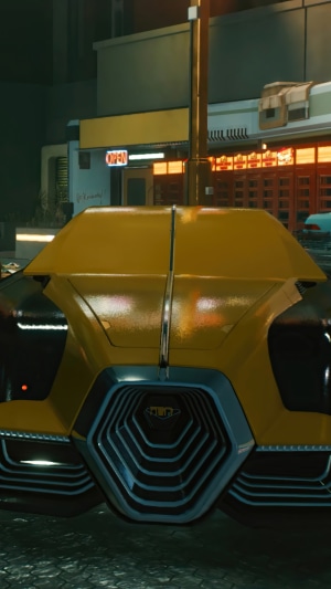 Yellow hypercar in Cyberpunk 2077