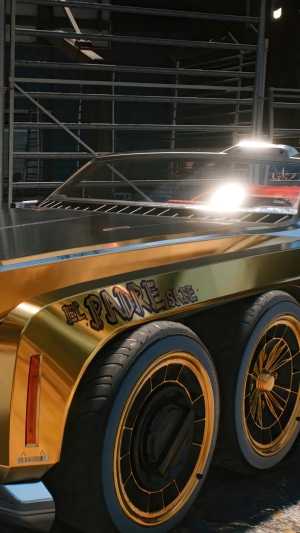 Gold car with "El Padre" text in Cyberpunk 2077