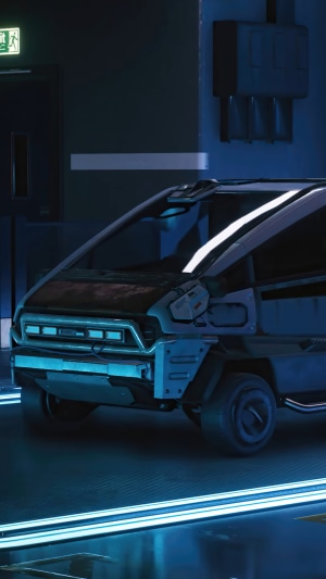 Cyberpunk 2077 futuristic vehicle