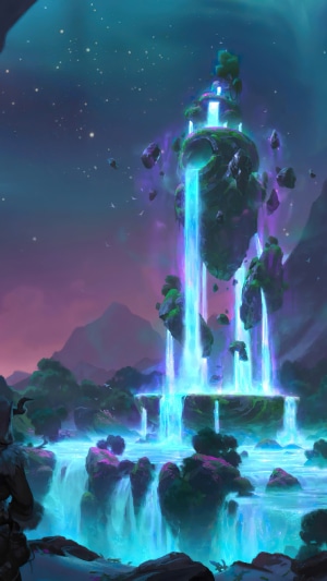 Floating islands with waterfalls in Legends of Runeterra