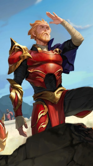 Man in red and gold armor from Legends of Runeterra