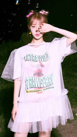 Yeojin from Loona wearing a strawberry t-shirt