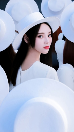 JinSoul from Loona wearing a white hat