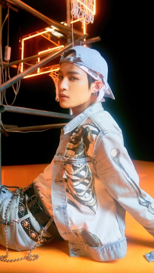 YangYang from NCT U wearing a skeleton jacket