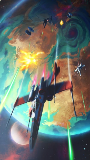 X-Wing Starfighter in Star Wars Space Battle
