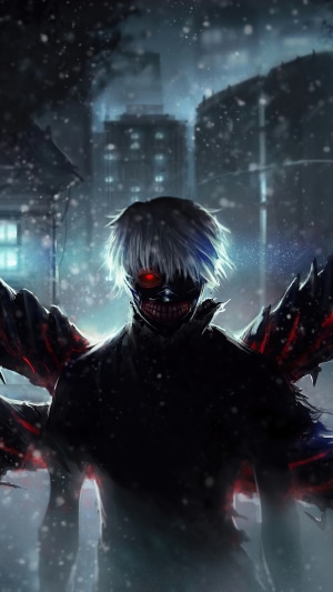 Ken Kaneki from Tokyo Ghoul in snow