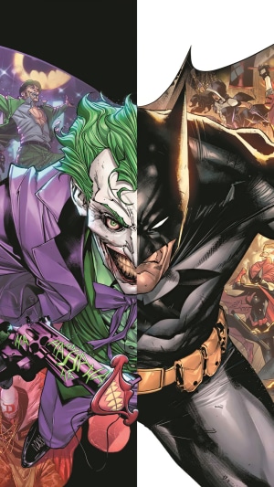 Batman and Joker split image DC Comics