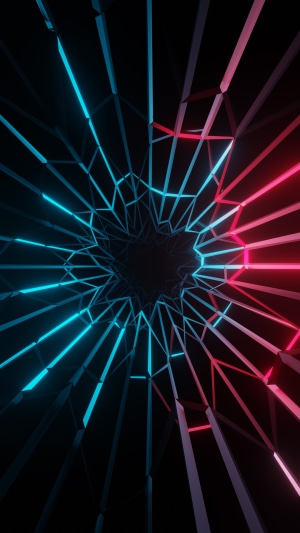 Abstract Neon Tunnel Digital Art
