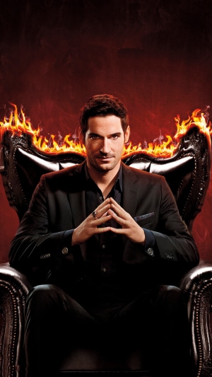 Lucifer Morningstar from Lucifer sitting in a chair