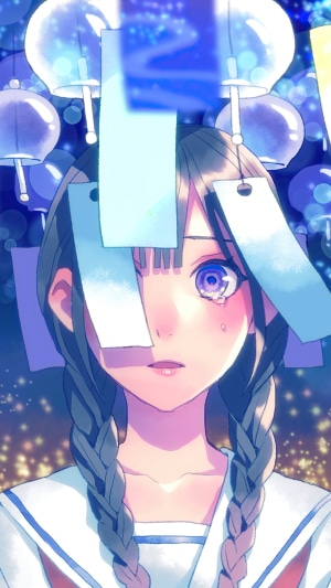 Anime girl with braided hair and wind chimes