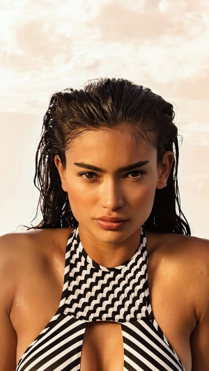 Kelly Gale in a black and white bikini