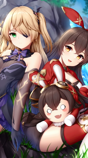 Fischl and Amber from Genshin Impact
