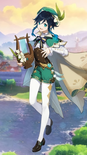 Venti from Genshin Impact holding a lyre