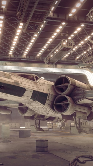 X-Wing Starfighter in Star Wars Squadrons Hangar