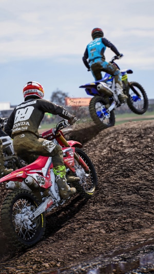 Motocross riders in a race, MXGP video game