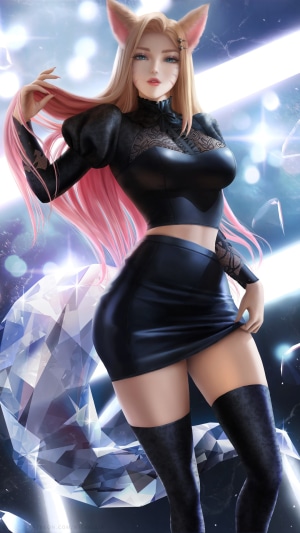 Ahri from League of Legends in a black outfit
