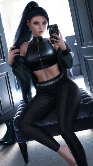 Kai'Sa from League of Legends taking a selfie