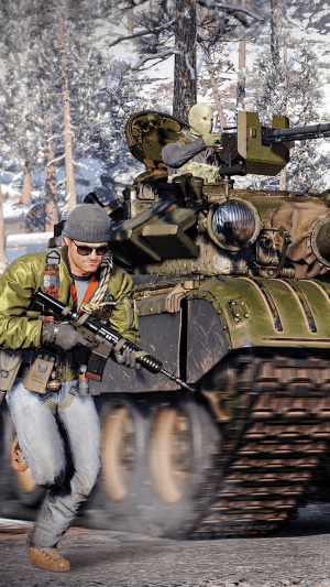Soldier running with a tank in Call of Duty Black Ops Cold War