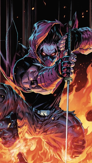 Red Hood from DC Comics with a sword