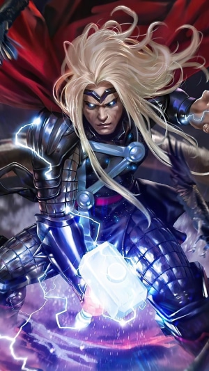 Thor from Marvel Comics holding Mjolnir