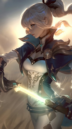 Jean from Genshin Impact holding a glowing sword
