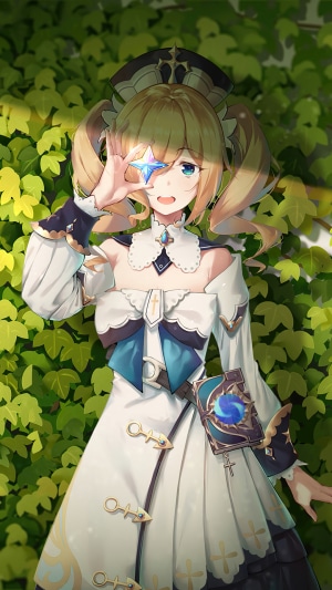 Barbara from Genshin Impact holding a star