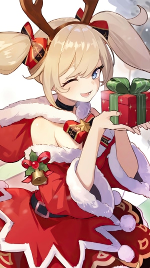 Barbara from Genshin Impact in Christmas Outfit