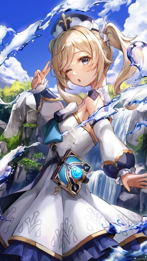 Barbara from Genshin Impact with water
