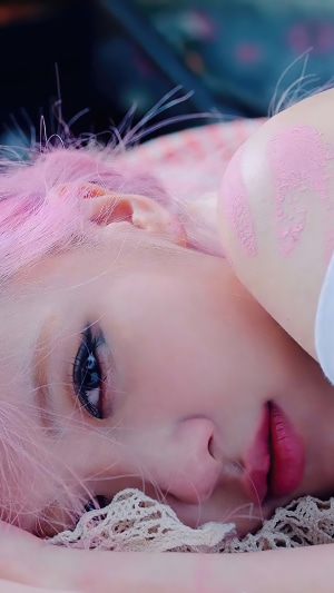 Rosé from BLACKPINK with pink hair