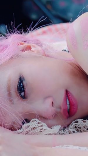 Rosé from BLACKPINK with pink hair