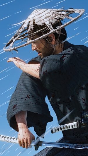 Jin Sakai from Ghost of Tsushima in the rain