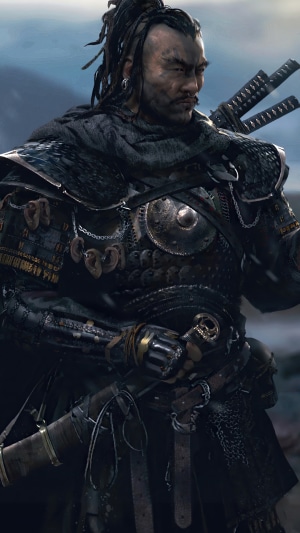 Samurai warrior with swords from Ghost of Tsushima