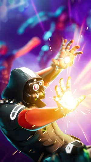 Fortnite character with glowing hands