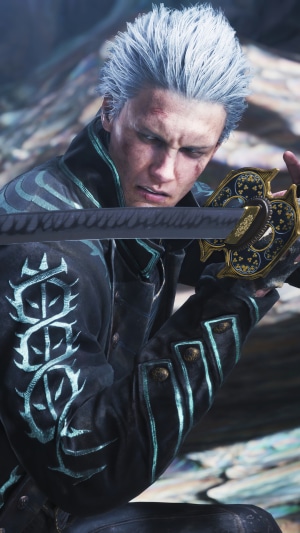 Vergil from Devil May Cry 5 holding a katana